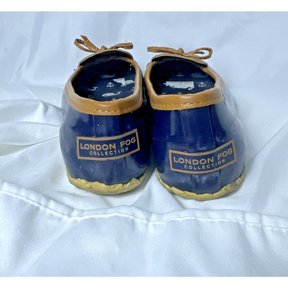London Fog Collection Women's Webster Flat Duck Rain Shoe Blue Slip-On Ballet 7 - Picture 3 of 7